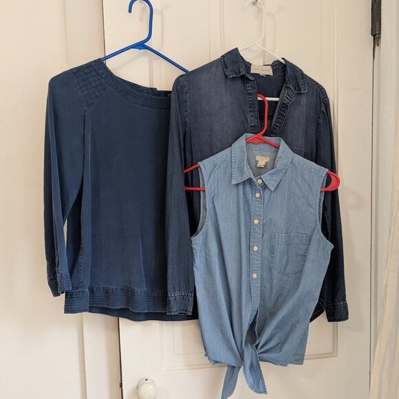 Bundle of 3 Chambray Shirts - J Crew/Banana Republic/Side Stitch SMALL - Picture 1 of 11